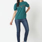 Green Round Neck Embroidered Top