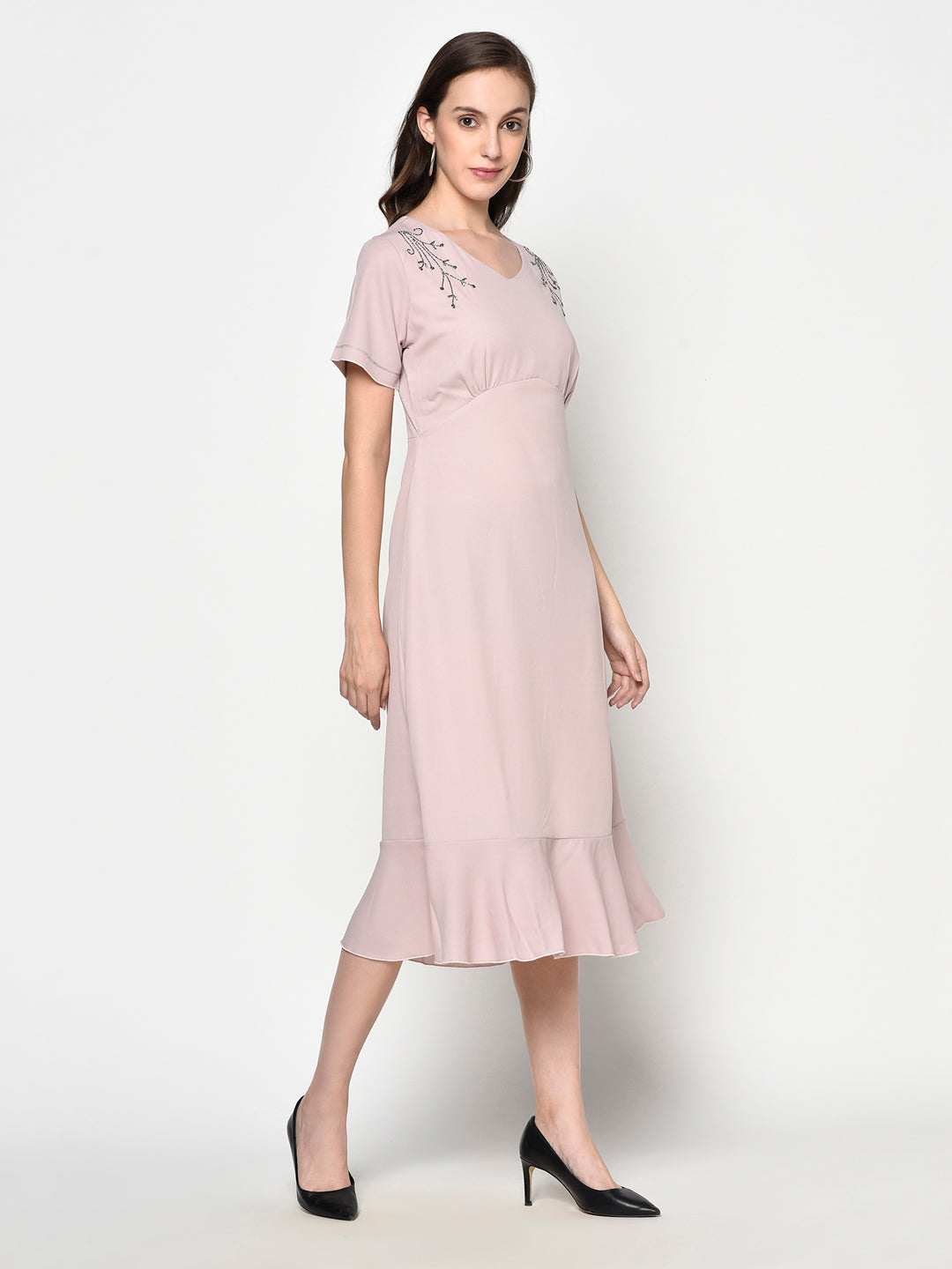 Onion V Neck Formal Woven Dress