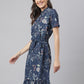 Navy Digital Printed Floral Dress