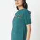 Green Round Neck Embroidered Top