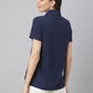 32163 - Navy V Neck Two Button Collared Top