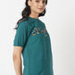 Green Round Neck Embroidered Top