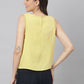 Mustard Round Neck Woven Top With Lace In Front