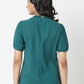 Green Round Neck Embroidered Top