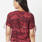 Red Round Neck Knotted Shirt