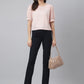 Pink Round Neck Poly Blend Star Studded Knitted Top