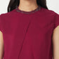 Fuchsia Round Neck hand Embroidered Formal Top