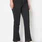 2094500 - Grey Bell Bottomed Stretch Fabric Track Pant With Zipper Pockets