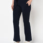 2094500 - Navy Blue Bell Bottomed Stretch Fabric Track Pant With Zipper Pockets